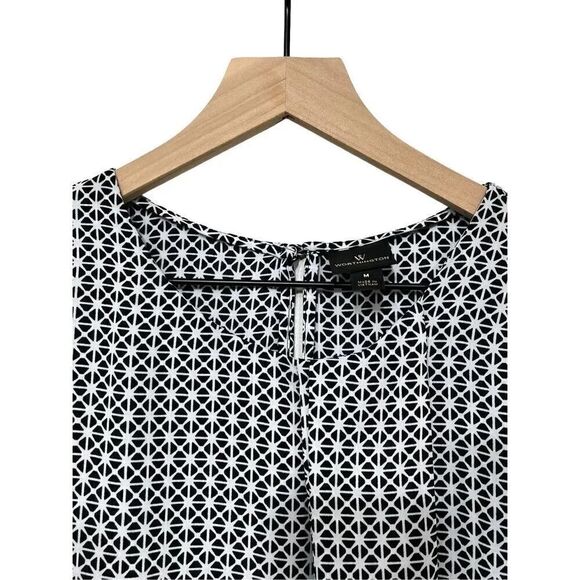 Worthington Sleeveless Ruffle Top Black White Size Medium - Picture 3 of 7